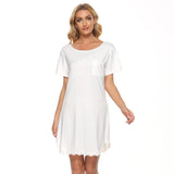 White All-Over Print Women's Dress With Lace Edge