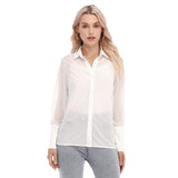 White All-Over Print Women's Mesh Blouse