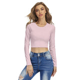 Pink All-Over Print Women's Round Neck Crop Top T-Shirt