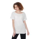 White All-Over Print Women's Large Off-Shoulder T-Shirt