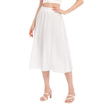 White All-Over Print Women's Long Section Chiffon Skirt