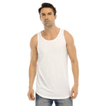 White All-Over Print Men's Curved Hem Long Tank Top