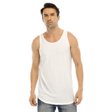 White All-Over Print Men's Curved Hem Long Tank Top