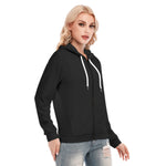 Black All-Over Print Women's Hoodie With Zipper