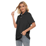 Black All-Over Print Women's Polo T-Shirt