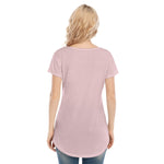 Pink All-Over Print Women's V-neck Short Sleeve T-shirt