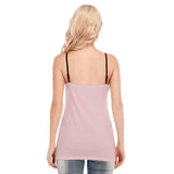 Pink All-Over Print Women's V-neck Eyelet Lace-up Cami Dress