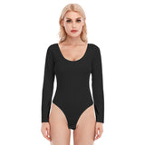 Black All-Over Print Women's O-neck Long Sleeve Bodysuit