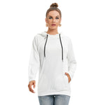 White All-Over Print Women's Crop Top Hoodie With Zipper Closure