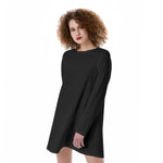 Black All-Over Print Women's Raglan Sleeve Dress