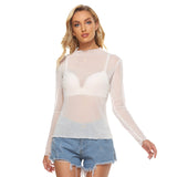 White All-Over Print Women's Mesh T-shirt