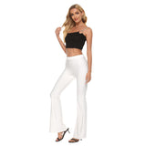 White All-Over Print Women's Skinny Flare Pants