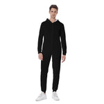 Black All-Over Print Men's Hooded Jumpsuit