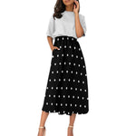 Polka Dots All-Over Print Women's Elastic Waist Dress