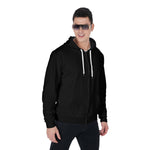 Black All-Over Print Zip Up Hoodie With Pocket