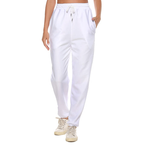 White All-Over Print Women's Casual Pants