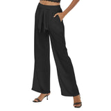 Black All-Over Print Women's Casual Straight-leg Pants