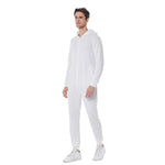 White All-Over Print Men's Hooded Jumpsuit