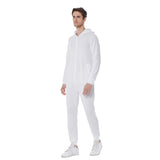 White All-Over Print Men's Hooded Jumpsuit