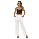 White All-Over Print Women's Casual Straight-leg Pants