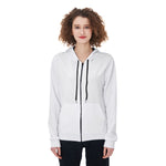 White All-Over Print Women's Zip Up Hoodie