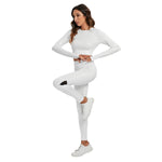 White All-Over Print Women's Sport Set With Backless Top And Leggings