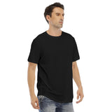 Black All-Over Print Men's Short Sleeve Rounded Hem T-shirt