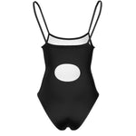 Black All-Over Print Women's Halter Strap Swimsuit