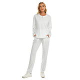 White All-Over Print Women's Pajama Suit