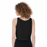 Women Black All-Over Print Crop-Tank Top