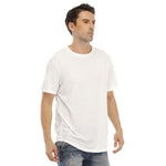 White All-Over Print Men's Short Sleeve Rounded Hem T-shirt