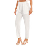 White All-Over Print Women's Loose Straight-leg Pants