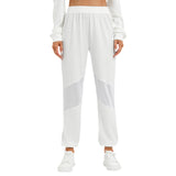 White All-Over Print Women's Mesh Panelled Track Pants