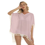 Pink All-Over Print Women's Square Fringed Shawl