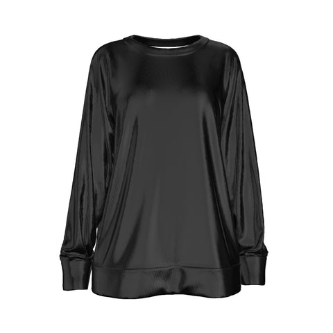 Black All-Over Print Women's Mirco Fleece Raglan Sweatshirt