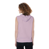 Pink All-Over Print Women's Sleeveless Hoodie