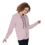 Pink All-Over Print Women's Zip Up Hoodie