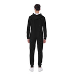 Black All-Over Print Men's Hooded Jumpsuit