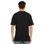 Black All-Over Print Men's Raglan Sleeve T-shirt With Button Closure