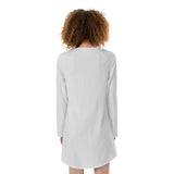 White All-Over Print Women's Raglan Sleeve Dress