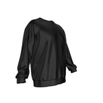 Black All-Over Print Men's Drop Shoulder Round Neck Long-Sleeved Sweatshirt