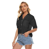 Black All-Over Print Women's V-neck Shirts