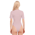 Pink All-Over Print Women's O-neck Short Sleeve Bodysuit