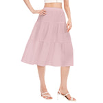 Pink All-Over Print Women's Stitched Pleated Chiffon Skirt