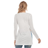 White All-Over Print Women's Side Split Long T-shirt