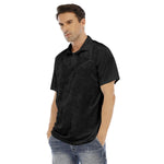 Black All-Over Print Men's Polo Shirt | Velvet