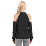 Black All-Over Print Women's Cold Shoulder Sweatirt