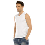 White All-Over Print Men's Sleeveless V-neck Tank Top