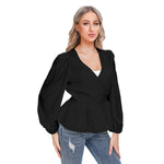 Black All-Over Print Women's Long Sleeve Shirt