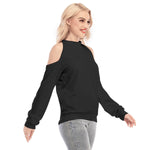 Black All-Over Print Women's Cold Shoulder Sweatirt